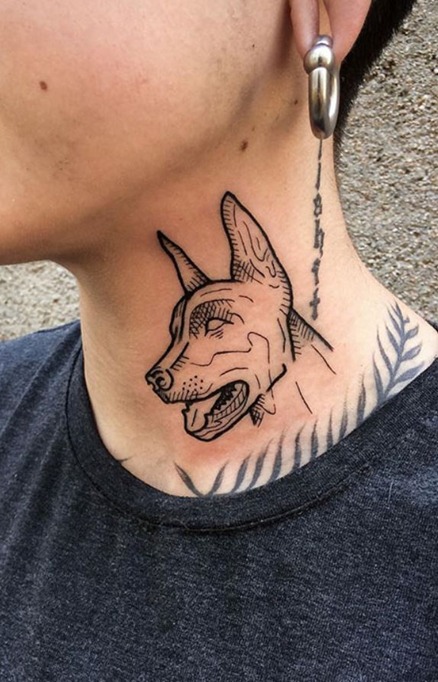 Dog Neck Tattoo For Women